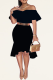 Black Sexy Solid Flounce Off the Shoulder Trumpet Mermaid Dresses