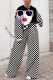 Black And White Casual Solid Patchwork O Neck Long Sleeve Two Pieces