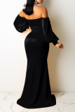 Red Sexy Solid Patchwork Off the Shoulder Irregular Dress Dresses