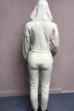 Apricot Casual Solid Patchwork Hooded Collar Long Sleeve Two Pieces