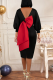 Black Casual Solid Patchwork V Neck Lantern Skirt Dresses