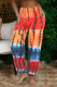 Orange Casual Print Patchwork Straight High Waist Straight Full Print Bottoms