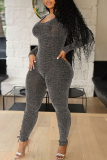 Colour Sexy Solid Hollowed Out Skinny Jumpsuits