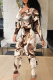 Brown Sexy Solid Hollowed Out Skinny Jumpsuits