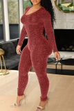Colour Sexy Solid Hollowed Out Skinny Jumpsuits
