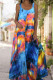 Sky Blue Casual Print Patchwork U Neck Vest Dress Dresses