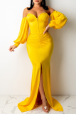 Red Sexy Solid Patchwork Off the Shoulder Irregular Dress Dresses