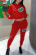 Red Casual Print Patchwork Hooded Collar Long Sleeve Two Pieces