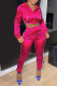 Rose Red Casual Solid Patchwork Hooded Collar Long Sleeve Two Pieces