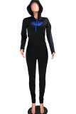 rose red Sportswear Print Hooded Collar Long Sleeve Regular Sleeve Regular Two Pieces