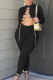 Black Sexy Solid Hollowed Out Patchwork Frenulum O Neck Skinny Jumpsuits