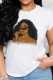 White Fashion Print Patchwork O Neck T-Shirts