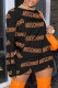 Black Fashion Casual Letter Print Basic O Neck Long Sleeve T-shirt Dress