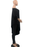 Red Fashion Casual Solid Patchwork Oblique Collar Half Sleeve Two Pieces