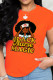 Orange Street Print Patchwork O Neck T-Shirts