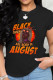Black Street Print Patchwork O Neck T-Shirts