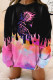 Black Pink Casual Print Patchwork O Neck Tops