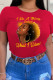 Red Fashion Print Patchwork O Neck T-Shirts