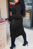 Red Sexy Solid Slit Asymmetrical Zipper Collar Long Sleeve Two Pieces