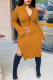 Ginger Sexy Solid Slit Asymmetrical Zipper Collar Long Sleeve Two Pieces