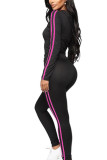 rose red Sportswear Print Hooded Collar Long Sleeve Regular Sleeve Regular Two Pieces