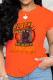 Orange Street Print Patchwork O Neck T-Shirts
