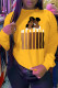 Yellow Casual Street Character Patchwork Tops