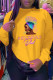 Yellow Casual Street Print Patchwork O Neck Tops