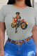 Grey Street Daily Character Patchwork O Neck T-Shirts