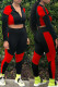 Red Casual Sportswear Patchwork Basic Zipper Collar Long Sleeve Two Pieces