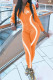 Orange Fashion Casual Print Patchwork Zipper Collar Skinny Jumpsuits