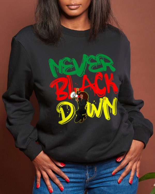 Black Street Sportswear Print Patchwork O Neck Tops
