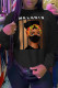 Black Fashion Street Print Patchwork O Neck Tops