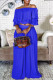 Blue Fashion Casual Solid Patchwork Off the Shoulder Two Pieces