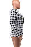 Red Fashion Casual Plaid Print Cardigan Turndown Collar Outerwear