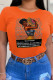 Orange Street Daily Character Patchwork O Neck T-Shirts