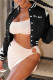 Black Fashion Casual Letter Embroidery Patchwork Cardigan Outerwear