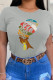 Grey Fashion Casual Print Patchwork O Neck T-Shirts