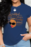 Red Fashion Casual Patchwork Letter O Neck T-Shirts