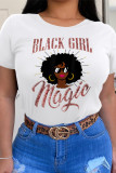 Red Fashion Casual Print Patchwork O Neck T-Shirts