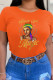 Orange Street Daily Character Patchwork O Neck T-Shirts