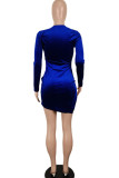 Red Sexy Solid Patchwork Zipper Zipper Collar One Step Skirt Dresses