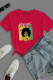 Red Casual Street Print Split Joint O Neck T-Shirts