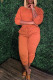 Orange Fashion Casual Solid Patchwork O Neck Long Sleeve Two Pieces