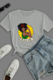 Red Work Street Print Patchwork O Neck T-Shirts