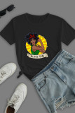 Red Work Street Print Patchwork O Neck T-Shirts