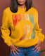Yellow Casual Street Print Patchwork O Neck Tops