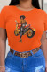 Orange Street Daily Character Patchwork O Neck T-Shirts