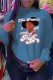 Blue Street Sportswear Print Patchwork O Neck Tops