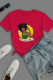 Red Work Street Print Patchwork O Neck T-Shirts